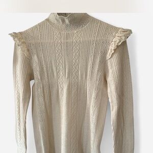 Ralph Lauren Blue Label Ivory Lace Turtleneck Sweater